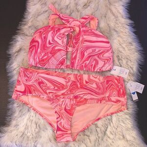 Women's Mid-Rise Retro Twist Front Swimsuit Bathing Suit Size 1X